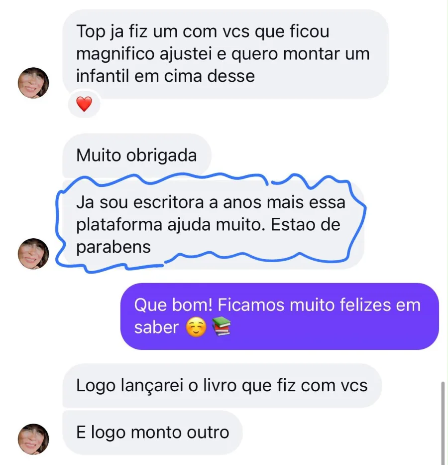 Depoimento de cliente da MeuLivroAI