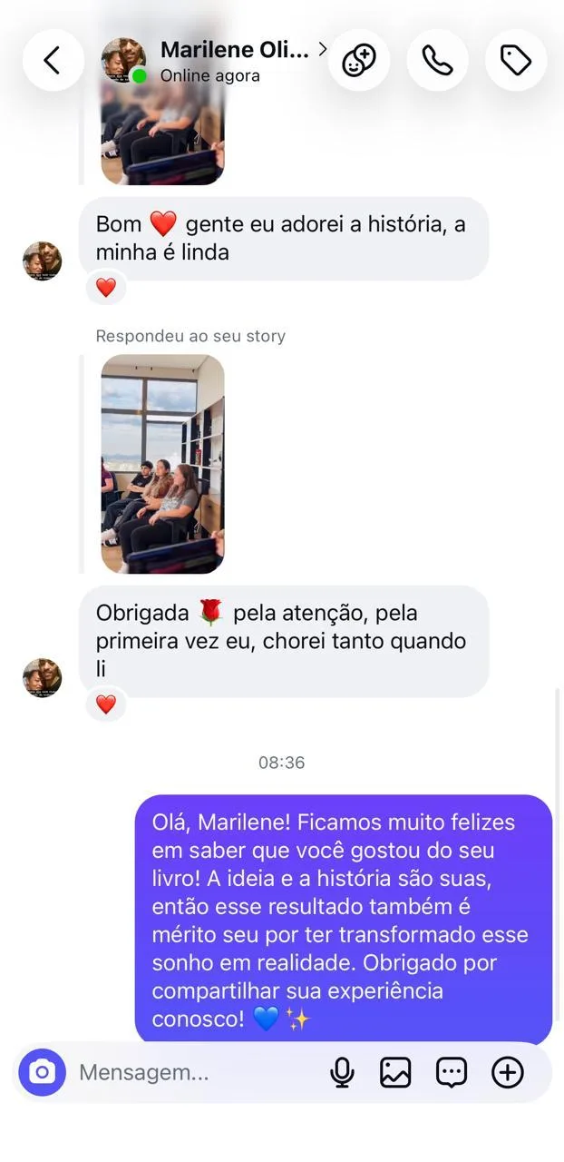 Depoimento de cliente da MeuLivroAI