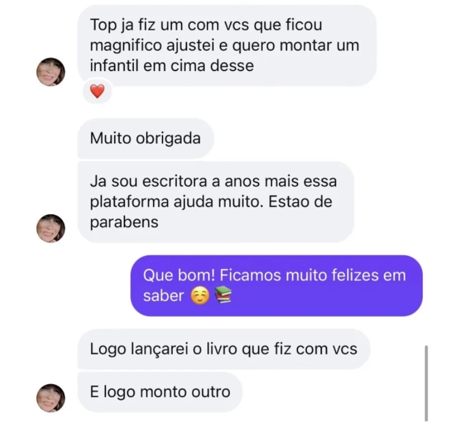 Depoimento de cliente da MeuLivroAI