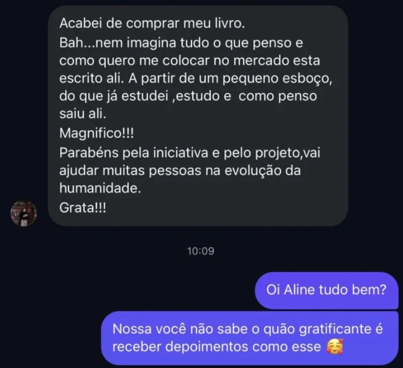 Depoimento de cliente da MeuLivroAI